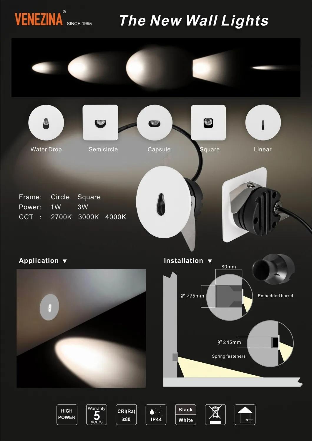 IP44 1W/3W Recessed LED Step Light Footlight Wall Light
