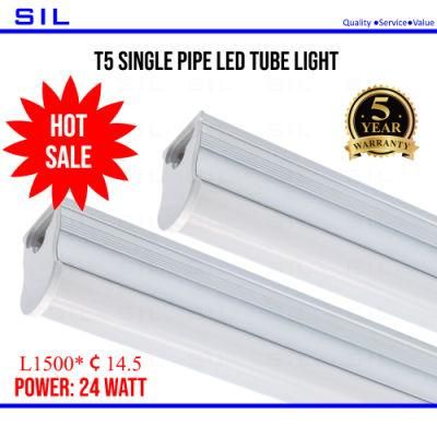 High Power T5 Bracket Integrated LED Tube Light Indoor Lighting 100lm/W 24W 1500mm Tube Light