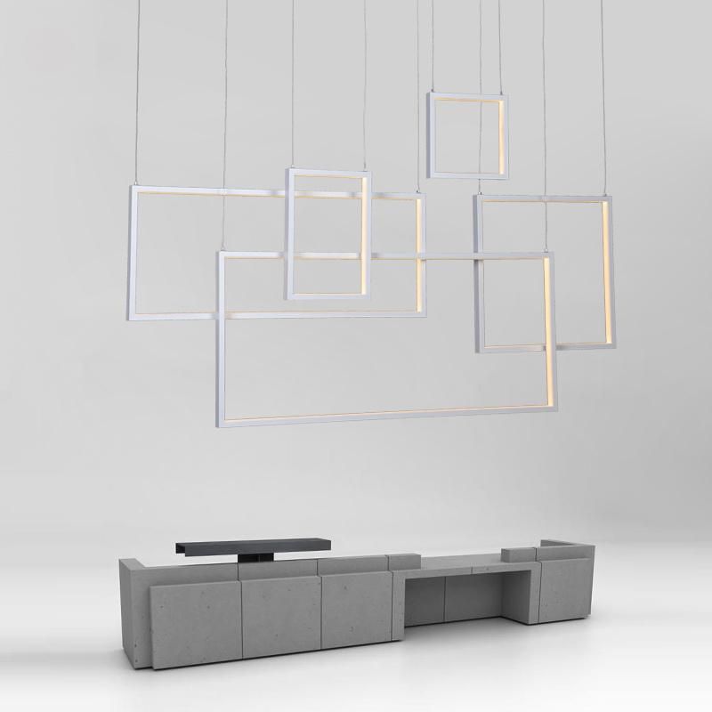 Modern Cube Aluminium LED Pendant Light Chandelier Squares