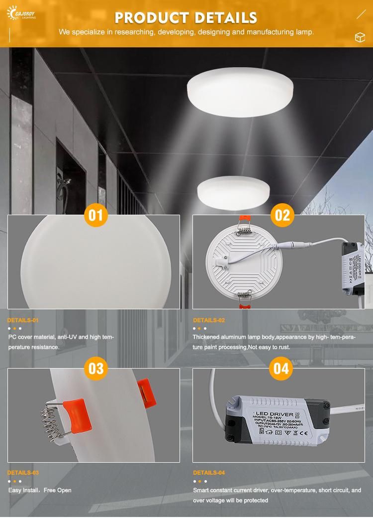 Round 18W 6500K Wall Mounted Energy Saving LED Panel Light