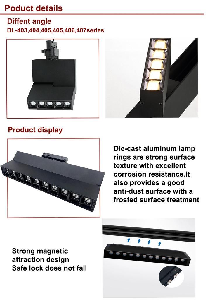 Fashion DC 24V 48V Linear SMD Magnetic Track Rail Distributor COB LED Light Lamp