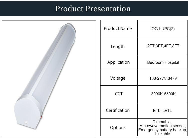 0-10V Dimming 20W LED up Down Hospital Overbed Linear Light