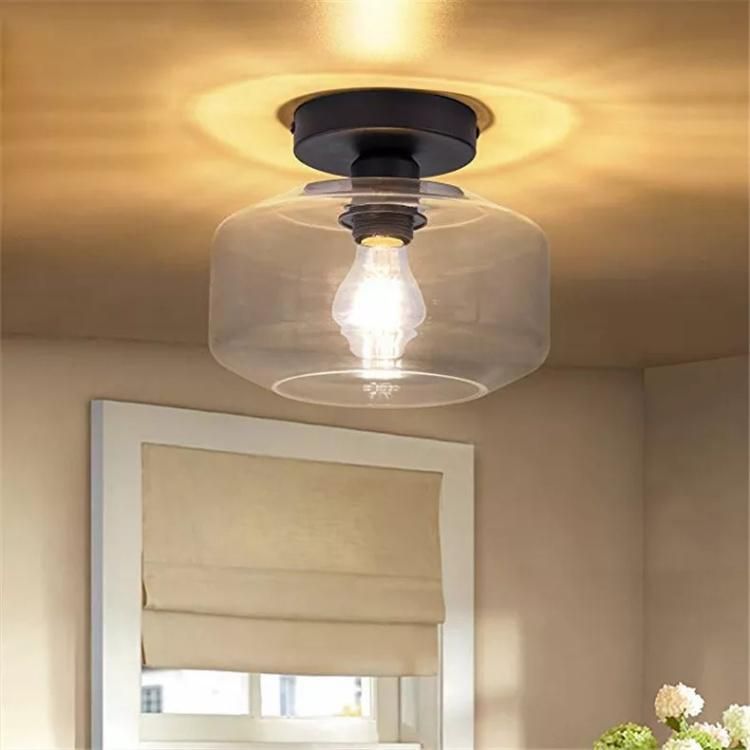 Amazon Modern Fixture Clear Glass Shade Simple Livingroom Flush Mount Ceiling Light