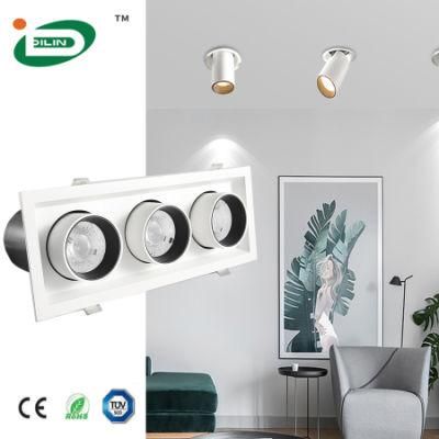 High Brightness Rimless Dilin Stock Retractable COB CREE Ceiling Lamp Down Grille Light