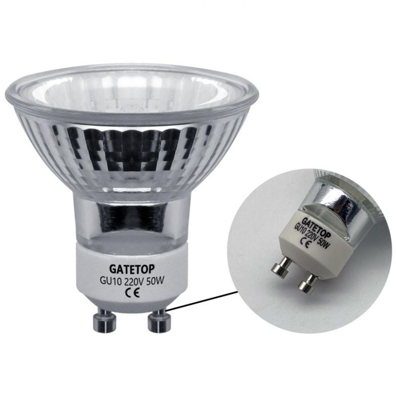 Factory Price Hot Sale Halogen Lamp 50W GU10 220-240V 3000K 6500K Glass Material for Crystal Chandelier Home Decoration and Indoor Lighting