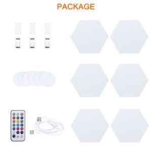 Creative Smart Removable DIY Hexagonal Wall Lamp Quantum Modular Touch Hexagon Geometry Splicing Hex Honeycomb White LED Night Light