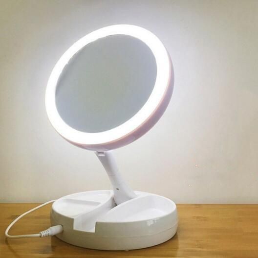 USB Rechargeable LED Ring Desk Lamp with Mirror