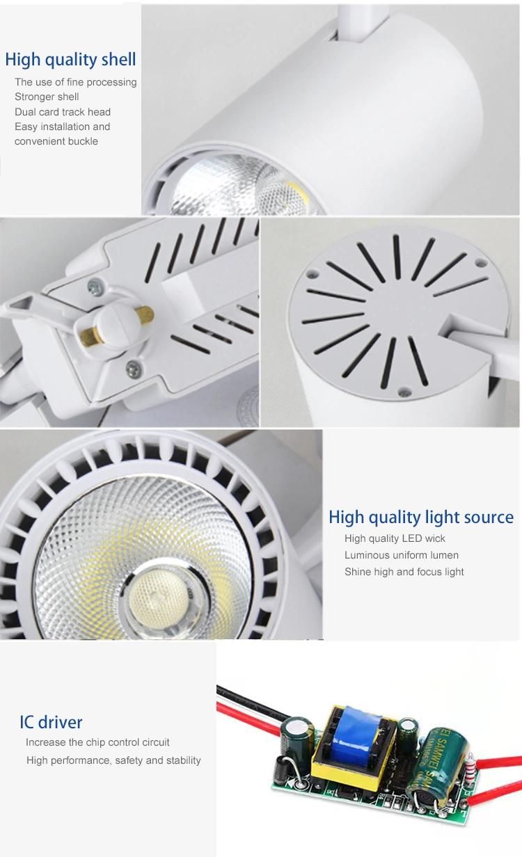 Adjustable LED Track Lighting COB Ceiling Spotlight 6000K Cool White