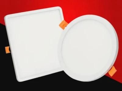 Office Indoor Recessed Surface Ceiling Panellight Recessed Aluminum Plastic 6W/9W/12W/18W/24W Round Frameless LED Panel Light