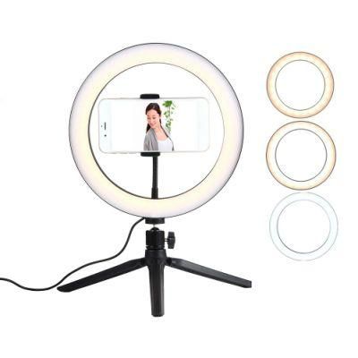 Ring Light with Tripod Stand Live Stream Tiktok Beauty Facial Make up 10 Inch LED Ring Light with Cell Phone Holder