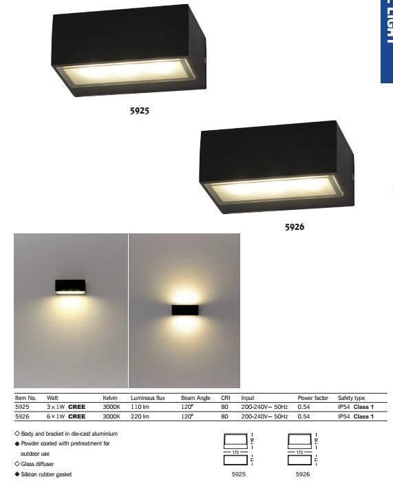 3-6W LED Outdoor Decoration Garden Wall Light with CREE Chip