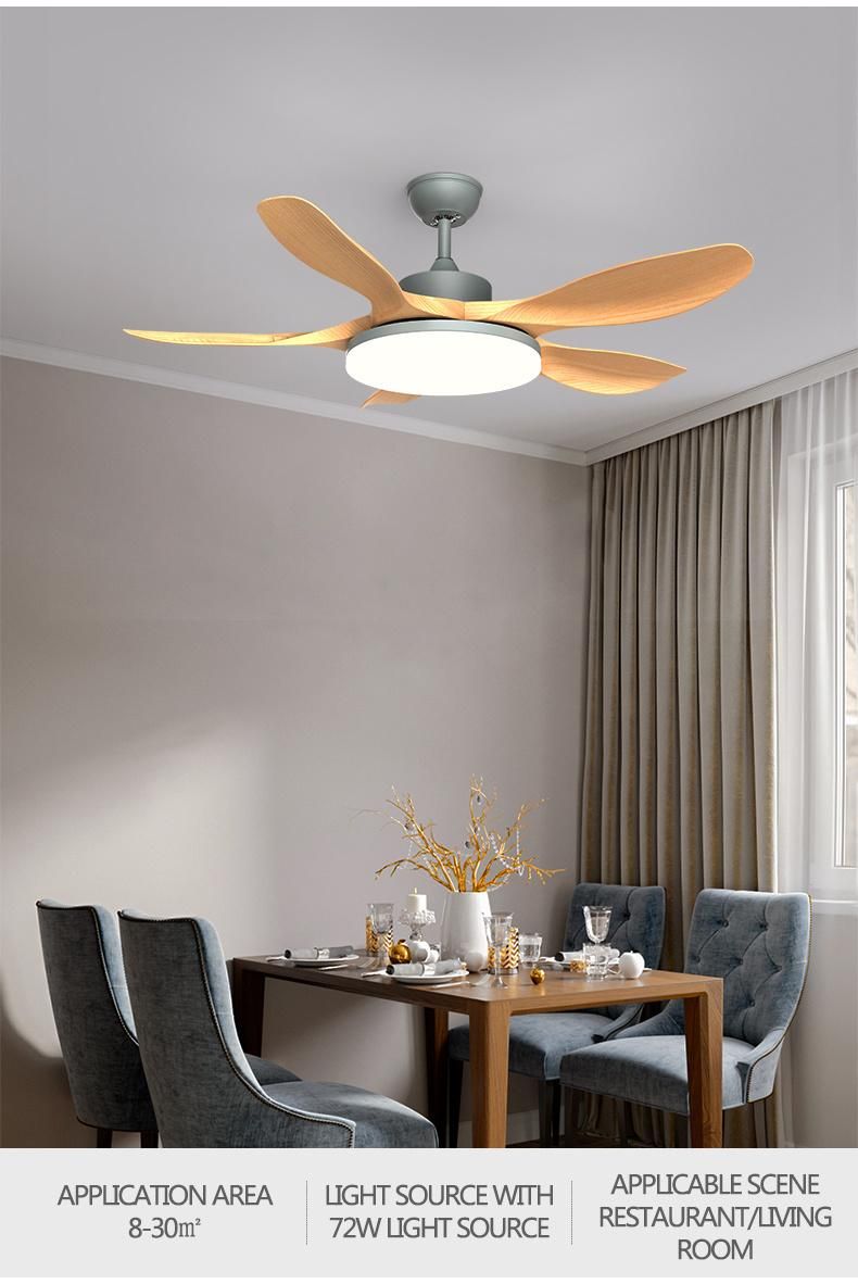 Ceiling Fan 52 Inch Modern Decoration Living Room 3 Wood Blades LED Ceiling Fan Light