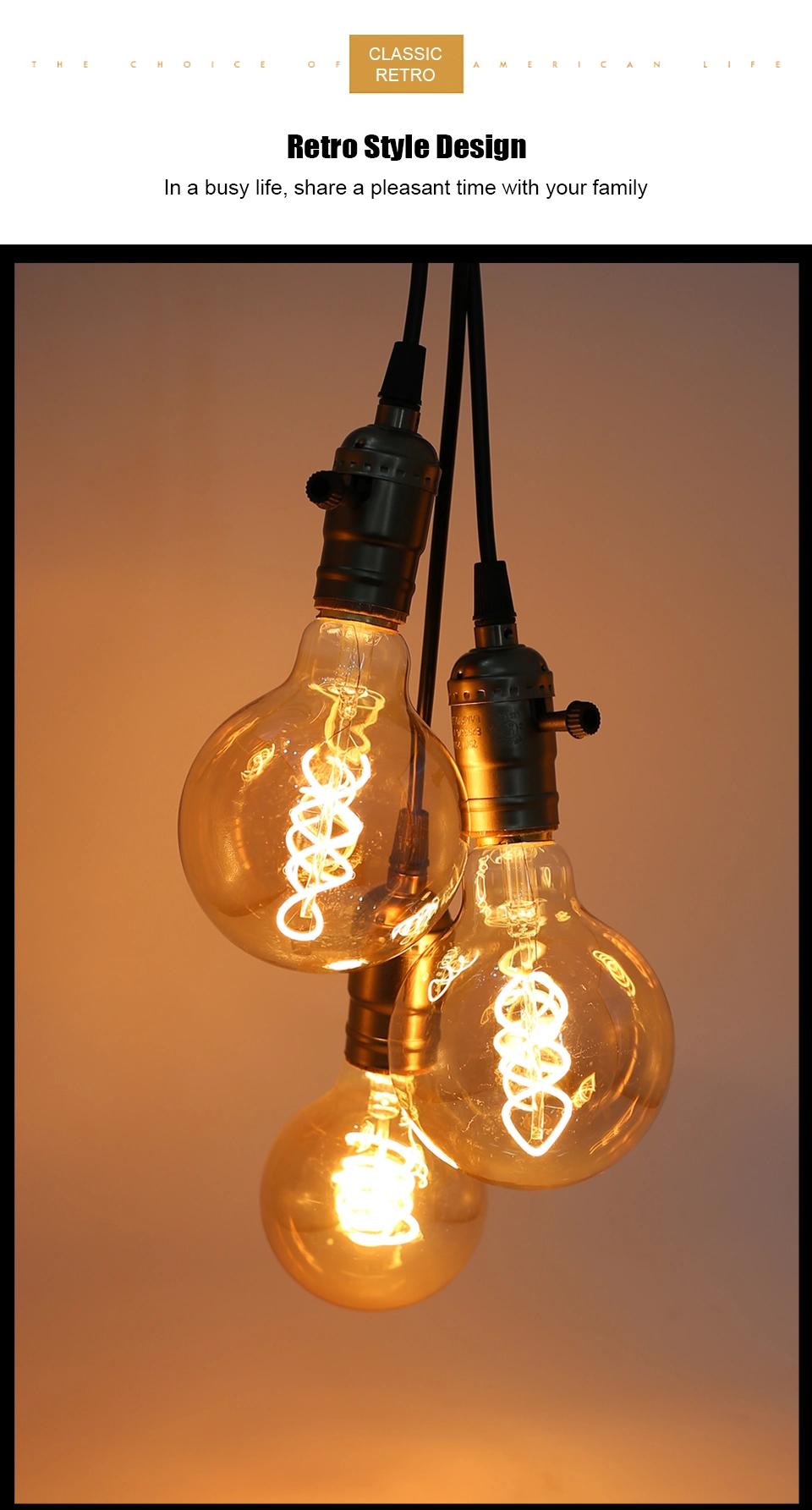 Retro LED Filament Bulb Spiral Light E27 A60 T45 St64 T185 G80 G95 G125 4W Decoration Lighting Retro Vintage Edison LED Lamp