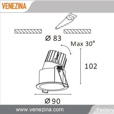 R6902 6W LED Downlight Anti-Glare Recessed Engineering Light