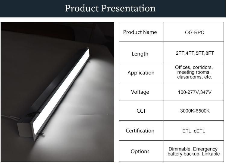 Commercial Project 60W 80W 8FT Aluminum Batten Recessed LED Light