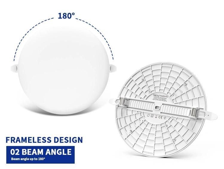 Two Colors 24W Round Recessed Downlight Lamp Dimmable Smart Double Color LED Panel Light 24W+8W