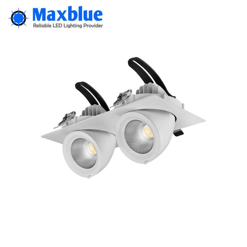 2*40W Double Head Square LED Gimbal Downlight Recessed LED Ceiling Light