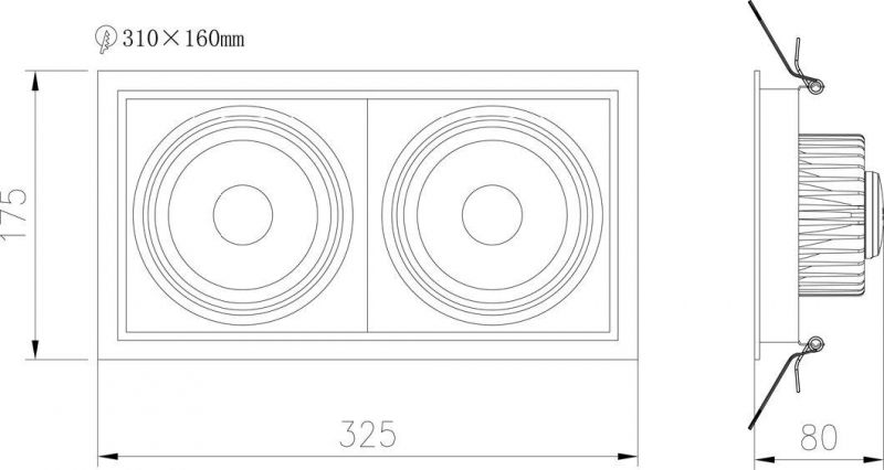 High Brightness Superior Performance 20W Recessed Downlight Adjustable COB LED Grille Light