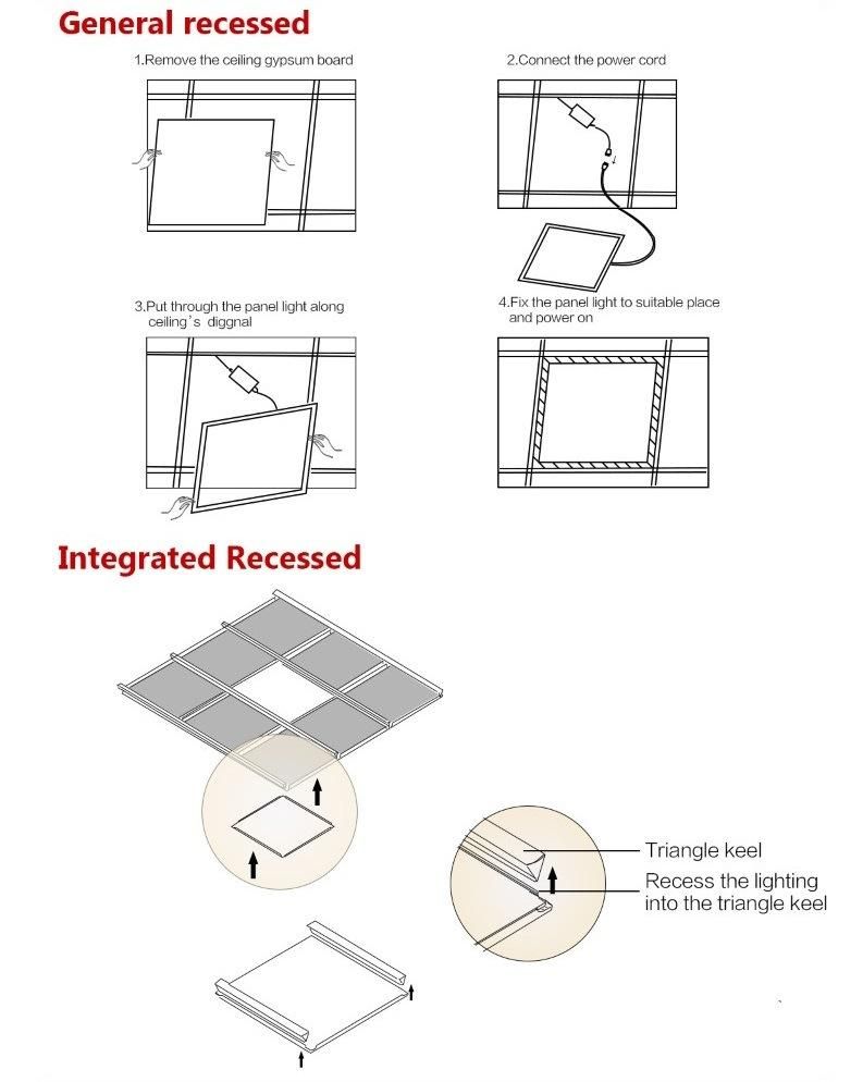 Recessed LED Panel Light Round Square 600X600 48W