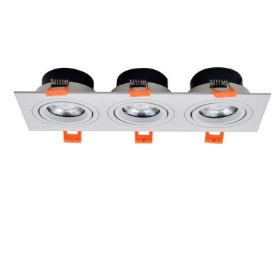 Triplet Grill Multiple SKD DIY Trim and Lamp Module Changeable LED Down Light Spotlight for Ceiling Recessed Lighting Fixture