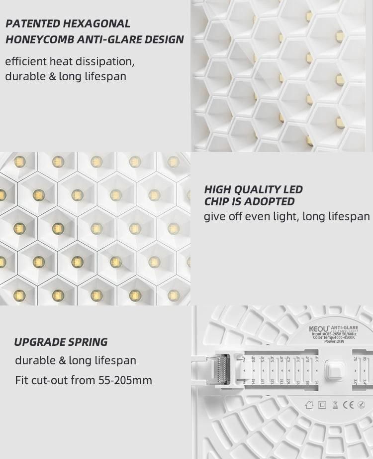 Warm White Recessed LED Lamp Smart 9W Super Thin Slim Square LED Panel Light with Anti Glare