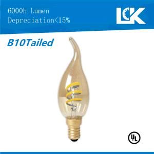 CRI90 3.5W 300lm B10tailed New Retro Spiral Filament LED Light Bulb