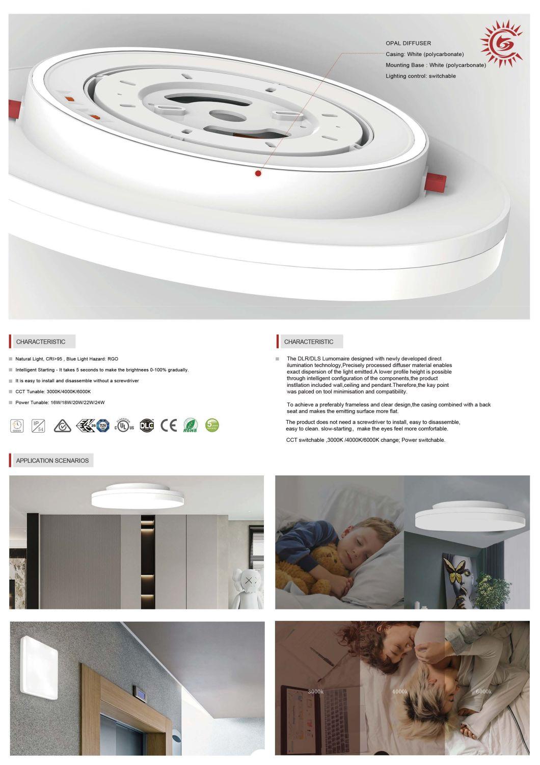 Ultra Thin Digital Surface Mounted Absorb Dome Light 15/20/25W 3CCT