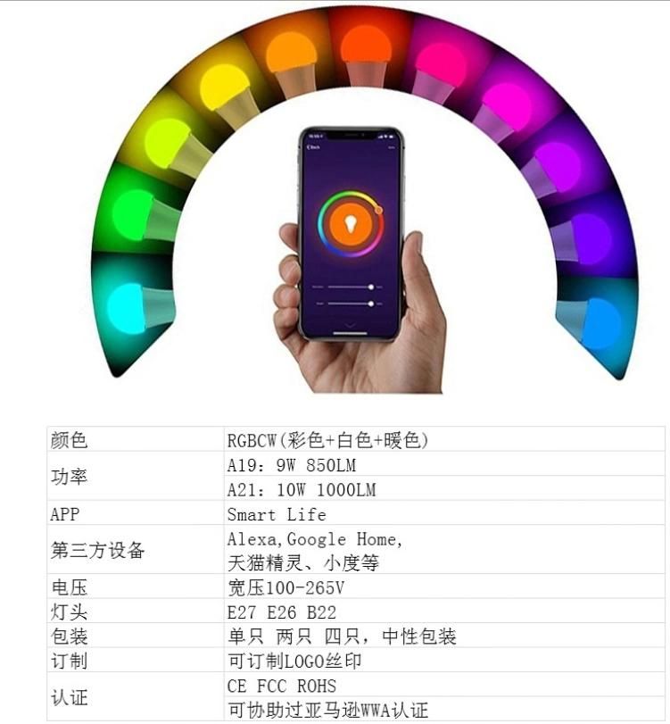 Top Quality Remote Control Colorful WiFi LED Smart Bulb Light Lamp Lightning Manufacturer