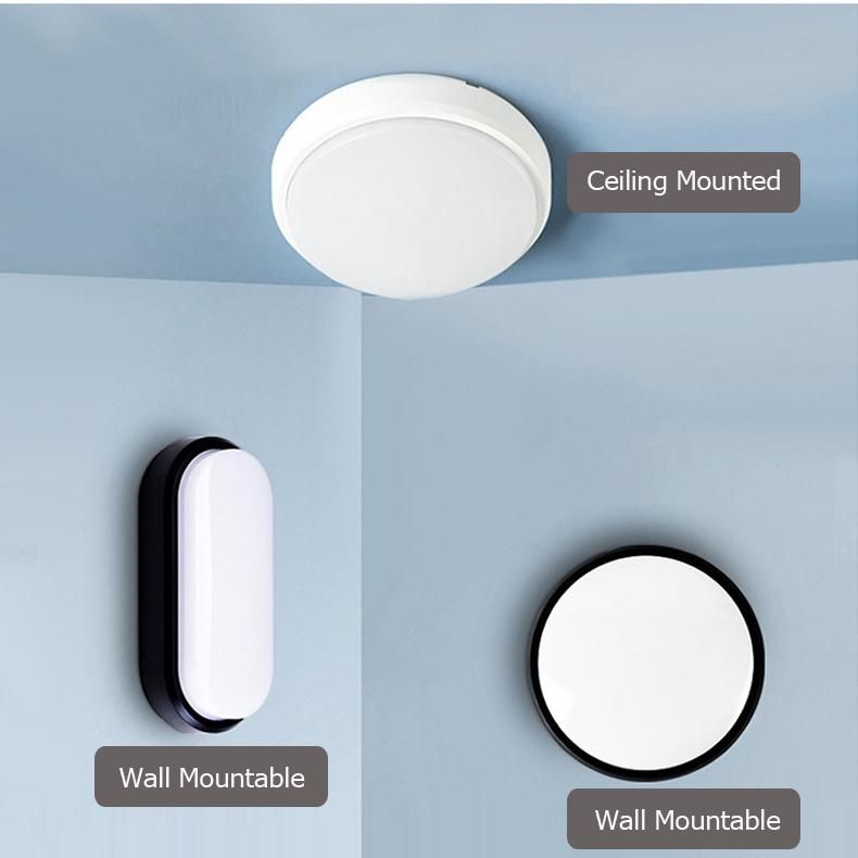 Surface Mounted Tri-Proof Wall Lamp12W 15W Round and Oval Panel LED Ceiling Lighting for Anti-Mosquito Balcony Porch Foyer