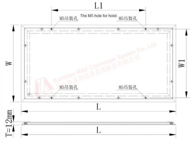 12mm Thick Ceiling-Mounted LED Panel Light for Pharma GMP/FDA/EU GMP Cleanroom System