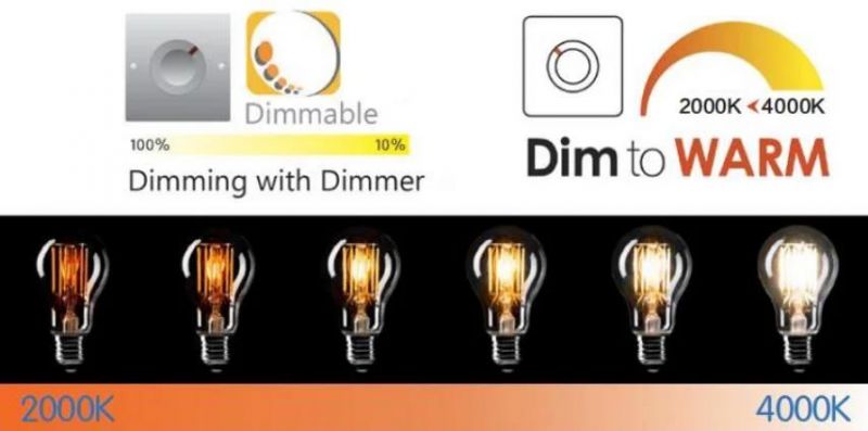 0~100% Dimmable A60 LED Bulbs 8W with Dim to Warm