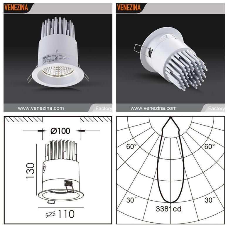 Stable Performance IP44 High Quality COB LED Recessed Down Light