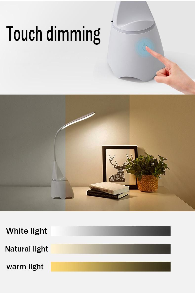 Dimmable Reading Light Bluetooth Wireless Speaker USB Charging Music LED Table Lamps