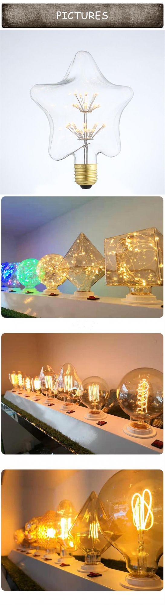 3W Christmas Decorative Starry Twinkling Glass LED Lamp