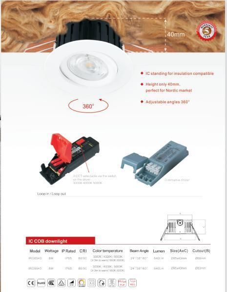 Nordic Style IC Cover COB Dim to Warm Recessed LED Downlight