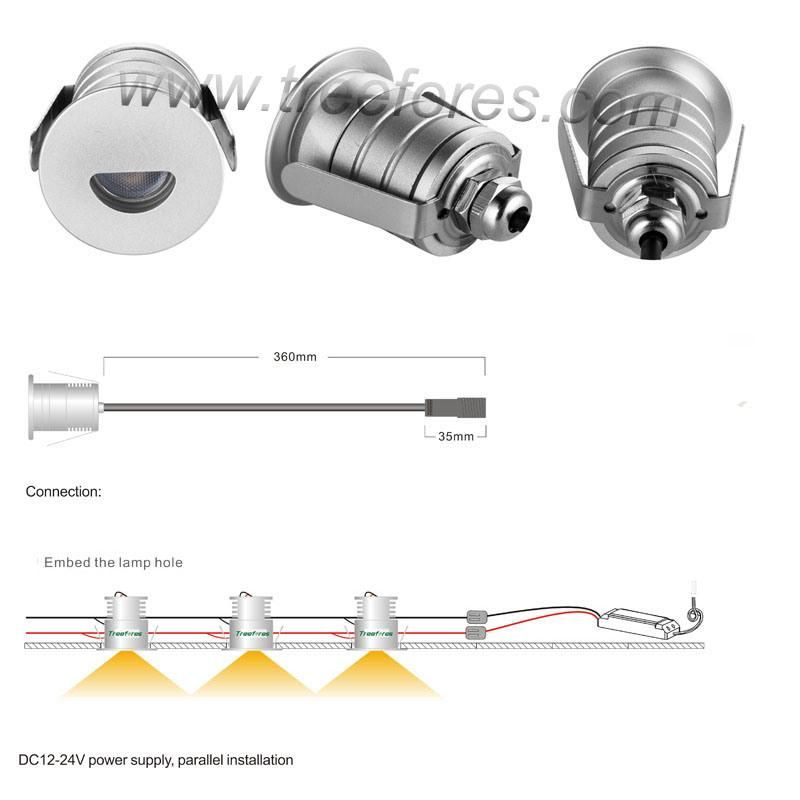 12V Dimmable Mini LED Spotlight 1W IP67 Stair Spot Light