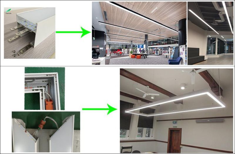 DIY Style LED Linear Suspended Light Pendant Square Lighting Fixtures with Non Flickering Driver
