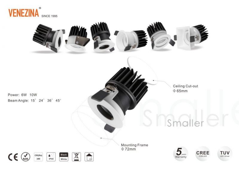 Small IP20 6W/10W High Power Dimmable COB LED Down Lighting Fixture