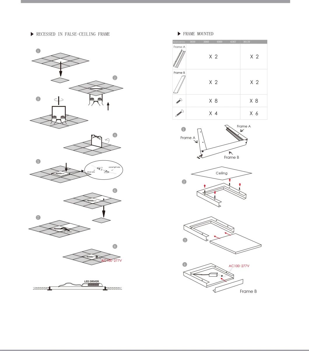 Ugr <19 LED Panel Light Ceiling /Suspended Light