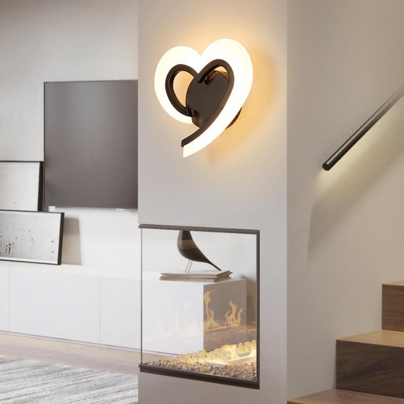 Romantic Heart Shape Acrylic Lights LED Wall Lamp Stair Bedside Indoor Light