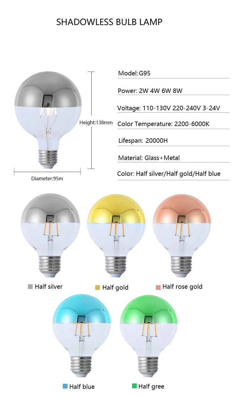 G95 Half Plated Vacuum Filament LED Light Bulb Customizable