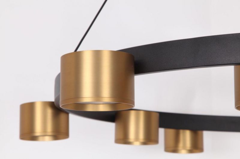 Masivel Lighting Modern Aluminum Linear LED Pendant Light Brass Cylinder Decorative LED Chandelier