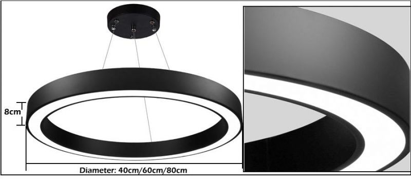 Suspending Round Shape Pendant LED Lighting with Black/White Shell Colors