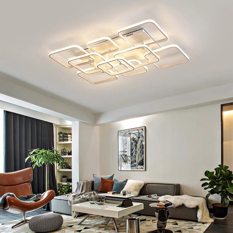 Villas Modern LED Chandelier Lights Lamp for Living Room Bedroom Aluminum White Chandelier Lustre Plafonnier Lustre De Plafond