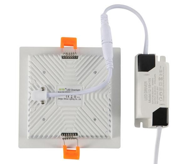 Daylight (5000K) Aluminum Recessed Square LED Down Light 4 Inch 15W 80lm/W