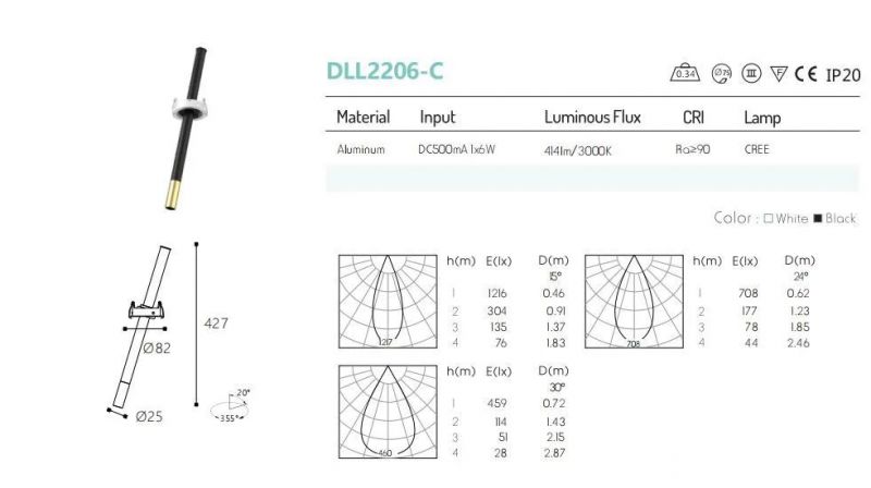6W Modern Dimmable Ceiling Recessed Tubular Slim LED Spotlight