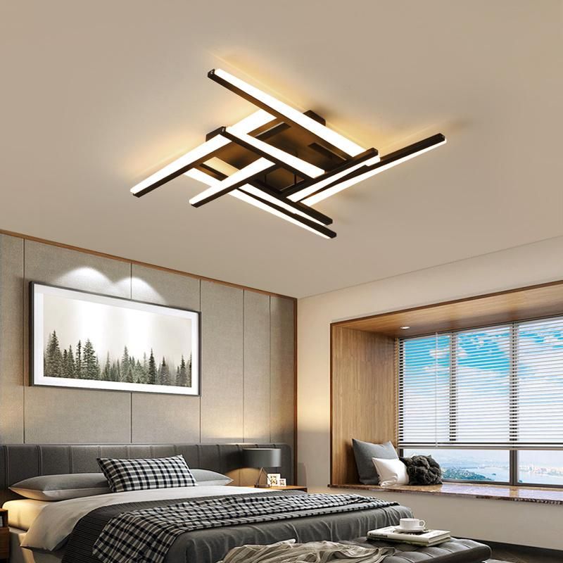 Modern Black Strip LED Acrylic Ceiling Lamp Hanging Light for Living Room