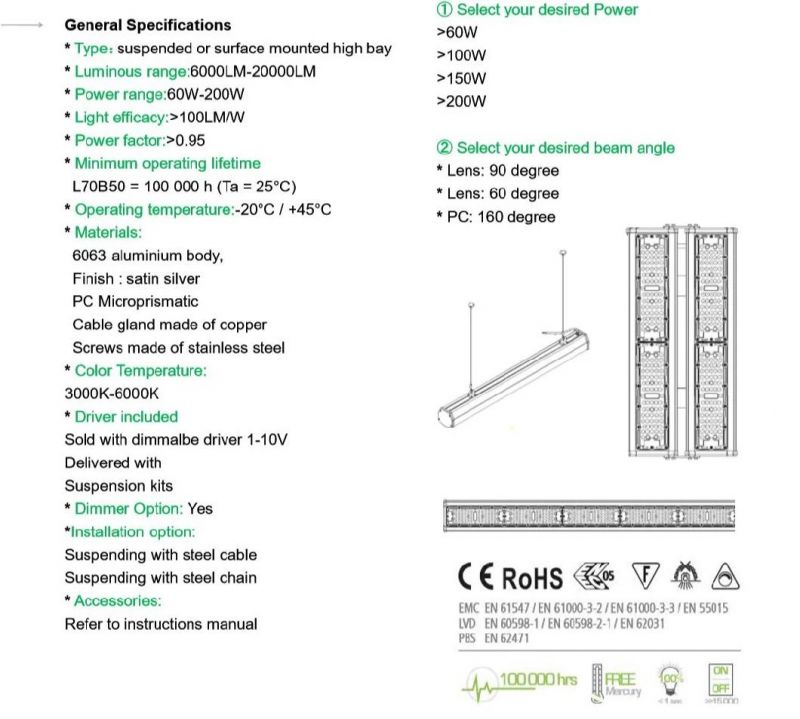 Dimmable Optional LED Linear Highbay Light