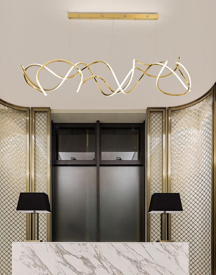 Hotel Stainless Steel Titanium Designer Decorative LED Lights Restaurant Chandelier Pendant Lamp