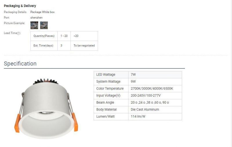 X2a+Ra4 Deep Version Anti-Glare LED Downlight Replaceable MR16